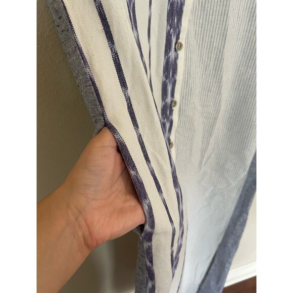 Nomad Tribe Recycled Cotton Button Striped Long Shirt Maxi Dress Sz Small - Picture 4 of 9